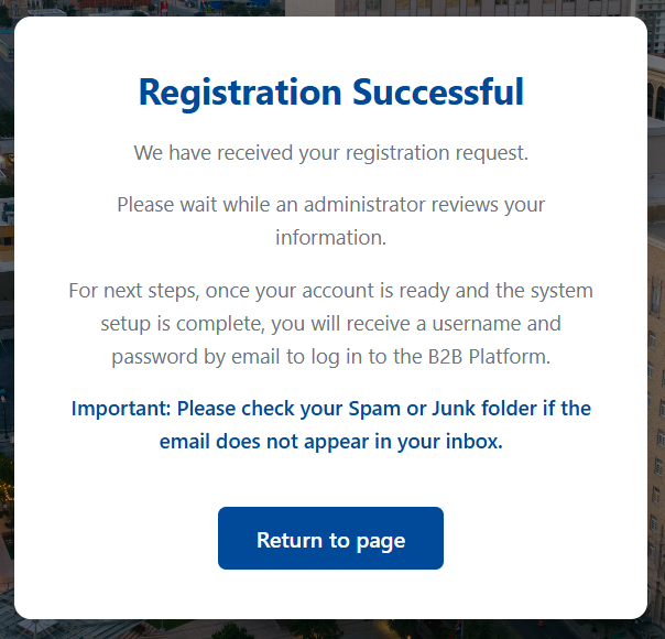 Registration success